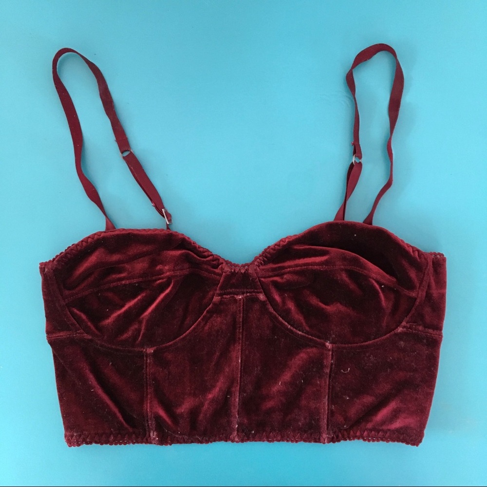 3/$30 Cropped Burgundy Velvet Bustier